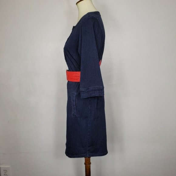 Red Jeans NYC Graphic Denim Jean Shift Dress Size S - Picture 10 of 13